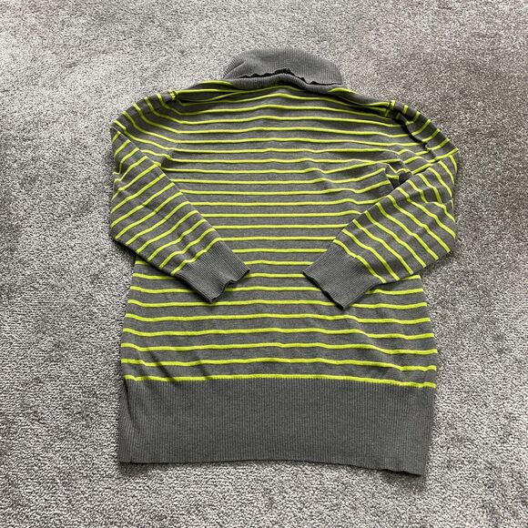 One A Sweater Womens Large Gray Yellow Striped Cowl Neck Long Sleeve Knit Casual - Picture 2 of 12